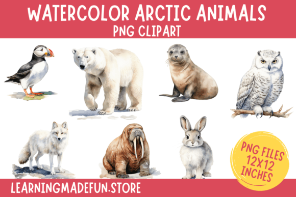 Download Watercolor Arctic Animals Clipart PNG - Watercolor arctic Collection