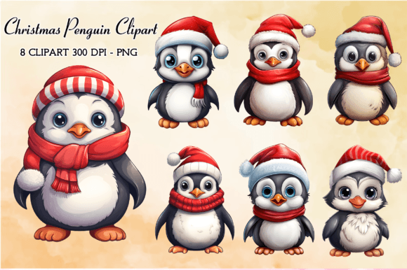 Download Christmas Cute Penguin Clipart Bundle - Penguin clipart Collection