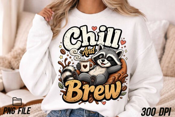 Download Chill and Brew Funny Raccoon PNG - Raccoon Collection