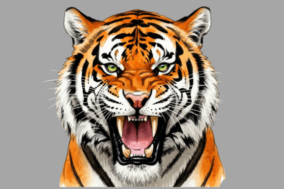 Download Fierce Tiger Roaring with Open Mouth - Tiger Collection
