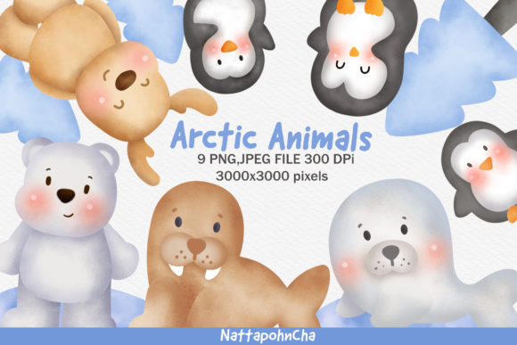 Download Watercolor Arctic Animals Clipart. - Watercolor arctic Collection