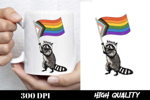 Download Raccoon Holding Progress Pride Flag LGBT - Raccoon Collection