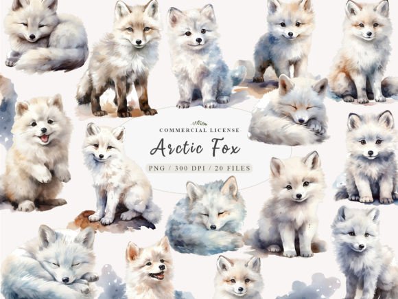 Download Watercolor Arctic Fox Clipart - Watercolor arctic Collection