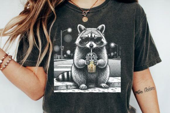 Download Cool Raccoon Drinking Iced Coffee PNG_17 - Premium Resources