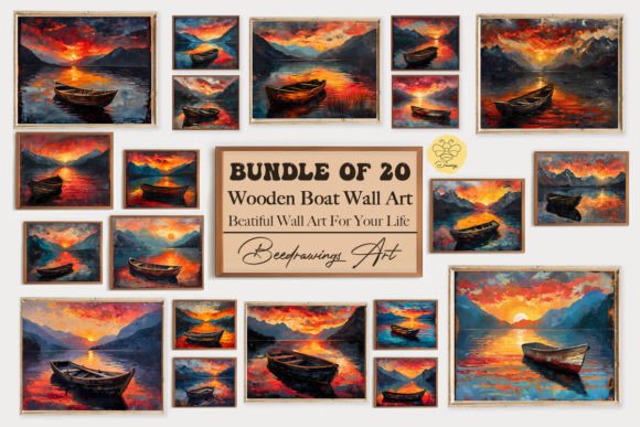 Download Oil Paint Wooden Boat Wall Art Bundle - Paint Collection